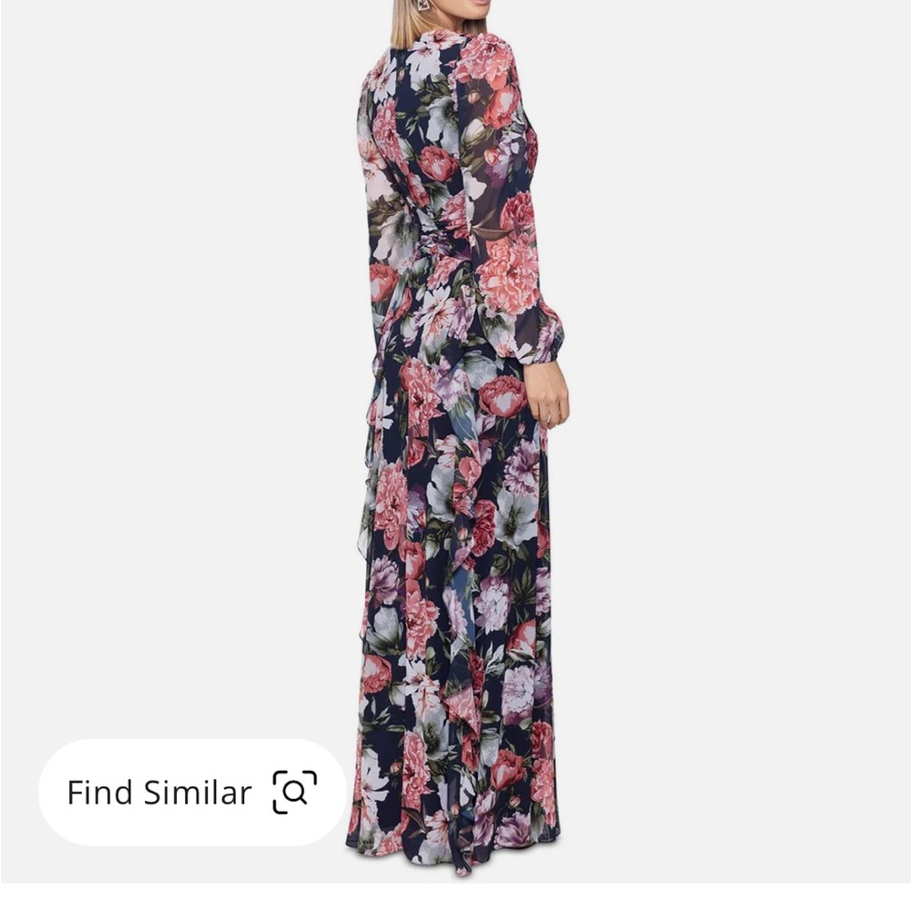 Xscape floral chiffon with slit floor length dress NWT size 4 - Picture 2 of 7